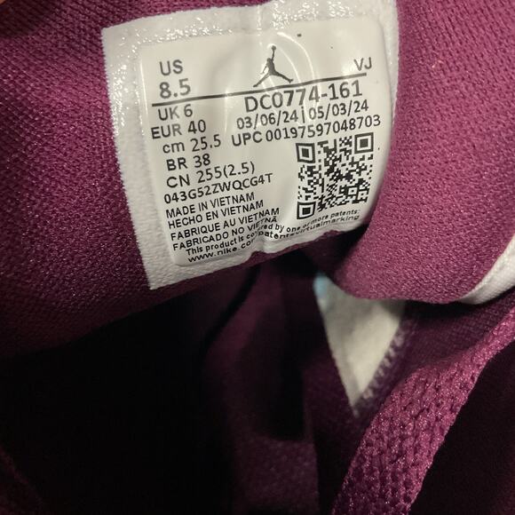 Nike Air Jordan 1 Low White-Bordeaux-Sail Womens Sz 8.5 [DC0774-161] - Picture 6 of 6